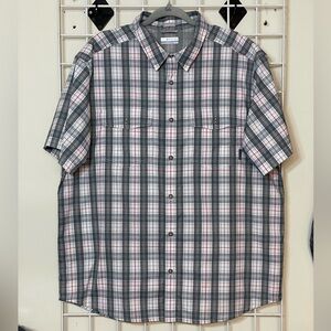 Columbia Men's Casual Plaid Shirt - Black and Red Size XL